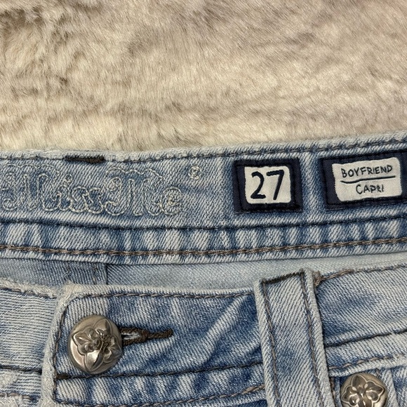 MISS ME BOYFRIEND CAPRI Women’s Distressed Straight Leg  Zipper JEANS SIZE 27 - Picture 5 of 16